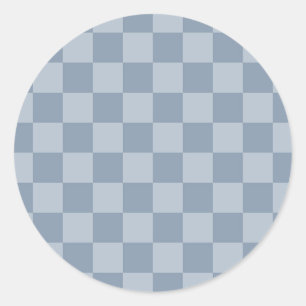 Dusty Blue Chequerboard Classic Round Sticker