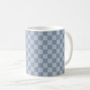 Dusty Blue Chequerboard Coffee Mug