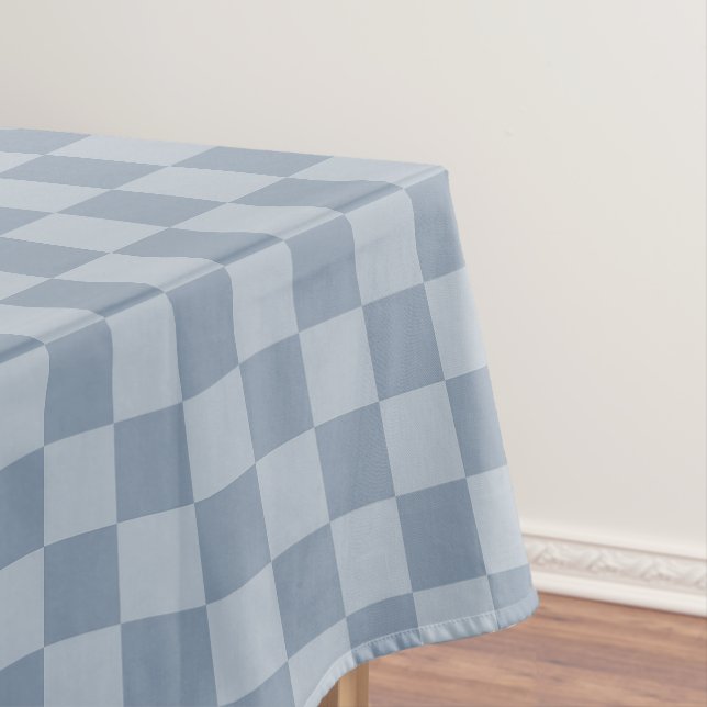 Dusty Blue Chequerboard Tablecloth (In Situ)