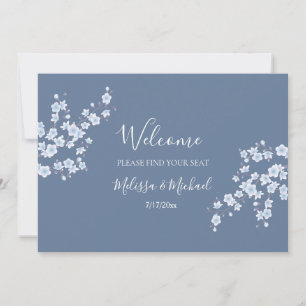 Dusty Blue Cherry Blossom    Seating Chart Header Invitation