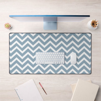 Dusty Blue Chevron Zigzag Desk Mat