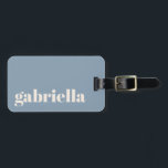 Dusty Blue Chic Bold Typography Personalised Name  Luggage Tag<br><div class="desc">Travel in style with this personalised luggage tag featuring a modern minimalist design. The elegant serif name stands out against a muted blue background, creating a chic and timeless look. Perfect for frequent travelers, business professionals, students, and vacationers who want to easily identify their bags. The back includes space for...</div>