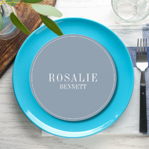 Dusty Blue Chic Formal Round Wedding Guest Place Programme