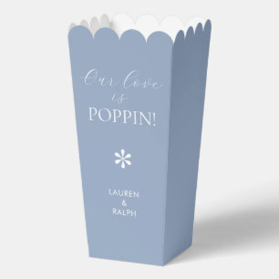Dusty Blue Chic Minimal Script Wedding Popcorn Favour Box