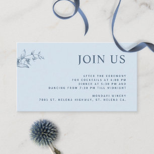 Dusty Blue, Chic Modern Join Us Reception Wedding Enclosure Card
