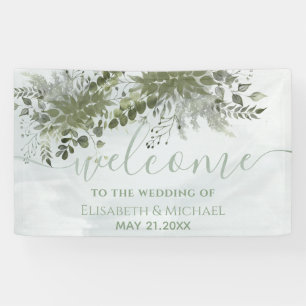 Dusty blue chic watercolor greenery eucalyptus banner