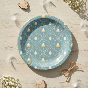 Dusty Blue Chicken Eggs Farmhouse Party Paper Plate