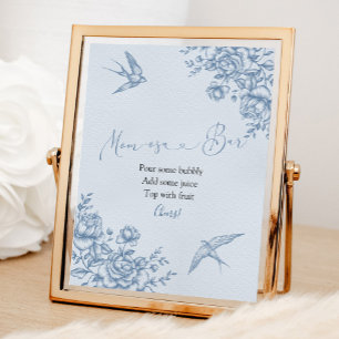 Dusty Blue Chinoiserie Baby Mum-osa Bar Sign