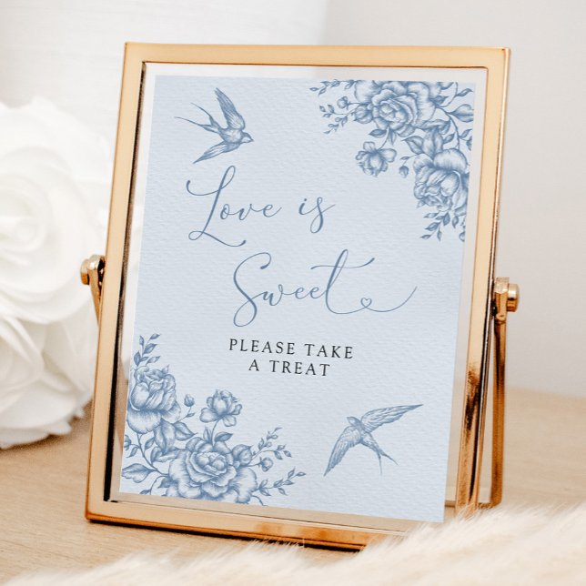 Dusty Blue Chinoiserie Baby Shower Love is Sweet Poster (Creator Uploaded)