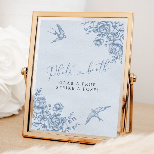 Dusty Blue Chinoiserie Baby Shower Photo Booth Poster (Creator Uploaded)