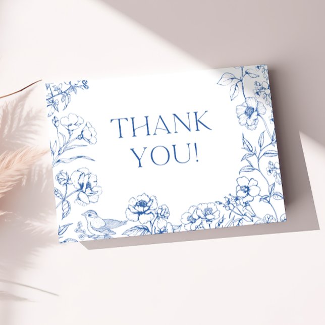 Dusty Blue Chinoiserie Baby Shower Thank You Card (Creator Uploaded)