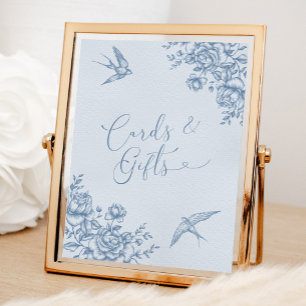 Dusty Blue Chinoiserie Bridal Shower Cards & Gifts Poster