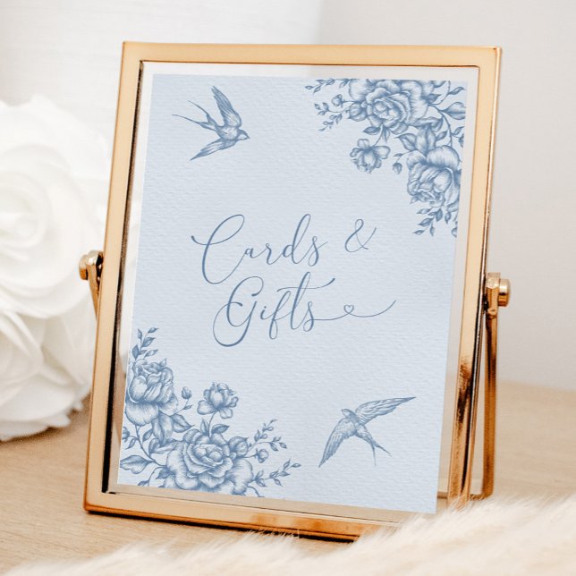 Dusty Blue Chinoiserie Bridal Shower Cards & Gifts Poster (Creator Uploaded)