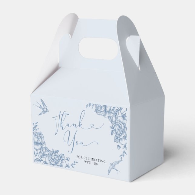 Dusty Blue Chinoiserie Bridal Shower Favour Boxes (Front Side)