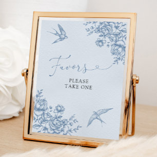 Dusty Blue Chinoiserie Bridal Shower Favours Sign