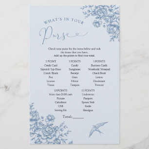 Dusty Blue Chinoiserie Bridal What's in Your Purse