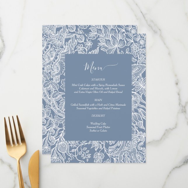 Dusty Blue Chinoiserie Floral  enclosure cards (Front/Back In Situ)
