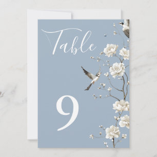 Dusty Blue Chinoiserie Floral Garden Table Numbers