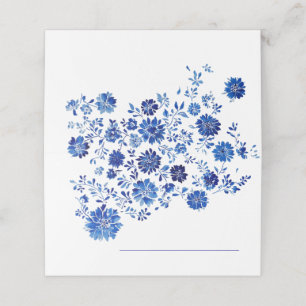 Dusty Blue Chinoiserie Floral Wedding name Place Card