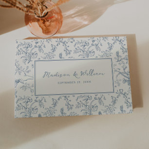 Dusty Blue Chinoiserie Pattern Wedding Guest Book