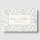 Dusty Blue Chinoiserie Pattern Wedding Guest Book<br><div class="desc">Capture the heartfelt wishes and cherished memories of your special day with our Dusty Blue Chinoiserie Floral Line Art Wedding Guest Book. This elegant guest book combines timeless charm with whimsical artistry, creating a beautiful keepsake that guests will love to sign. The cover showcases a stunning dusty blue chinoiserie floral...</div>