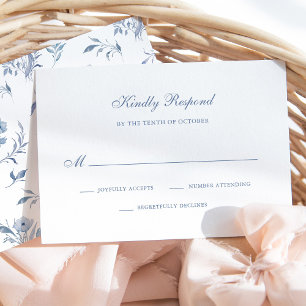 Dusty Blue Chinoiserie   Simple Wedding RSVP Card