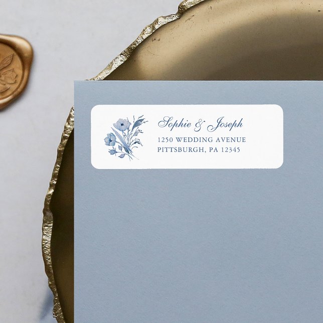 Dusty Blue Chinoiserie Wedding | Return Address (Creator Uploaded)