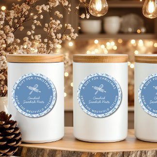 Dusty Blue Christmas Holiday Food Gift Classic Round Sticker