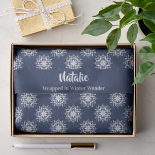 Dusty Blue Christmas Snowflake Tissue Paper