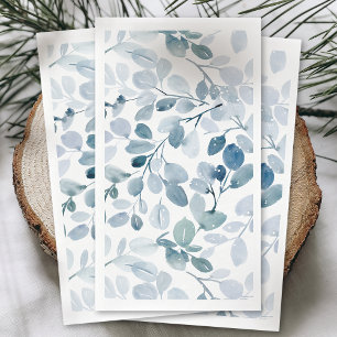 Dusty Blue Christmas Watercolor Leaf Design Napkin