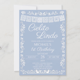 Dusty Blue Cielito Lindo 1st Birthday Invitation