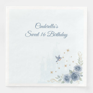 Dusty Blue Cinderella Sweet 16 Fairytale Napkin
