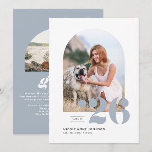 Dusty Blue Class of 2025 Arch Photo Graduation Invitation