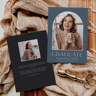 Dusty Blue   Classic Arch Photo Graduation Announc Announcement