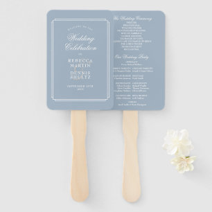 Dusty Blue Classic Art Deco Wedding Program Hand Fan