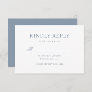 Dusty Blue Classic Calligraphy Script Wedding Rsvp