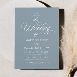Dusty Blue Classic Elegant Minimalist Wedding Invitation