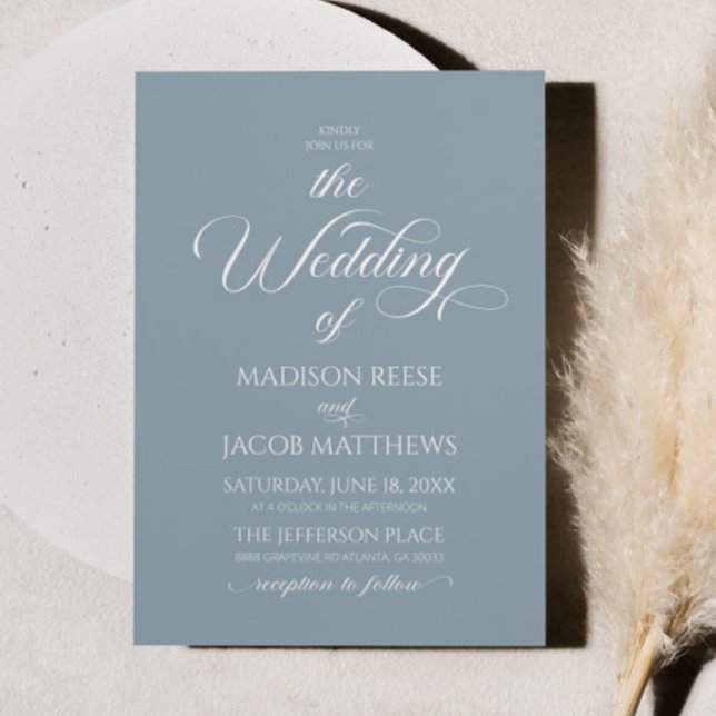 Dusty Blue Classic Elegant Minimalist Wedding Invitation (Creator Uploaded)