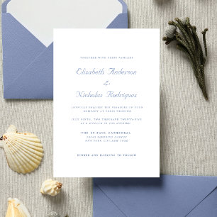 dusty blue classic elegant minimalist wedding invitation