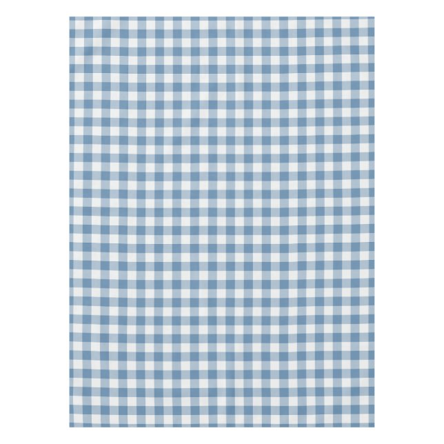 Dusty Blue Classic Gingham Check Tablecloth (Front)