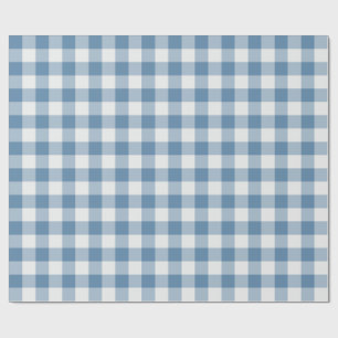 Dusty Blue Classic Gingham Check Wrapping Paper