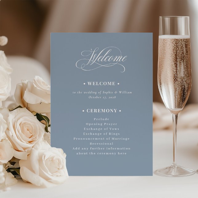 Dusty Blue | Classic Luxe Wedding Welcome Programme (Creator Uploaded)