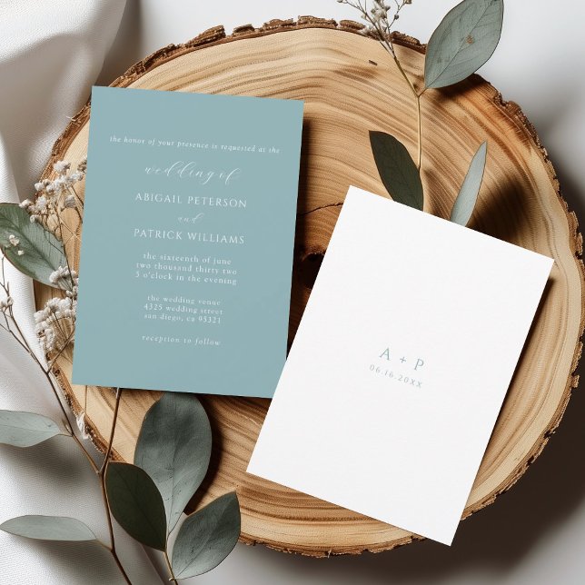 Dusty Blue Classic Minimal Wedding Invitation (Creator Uploaded)