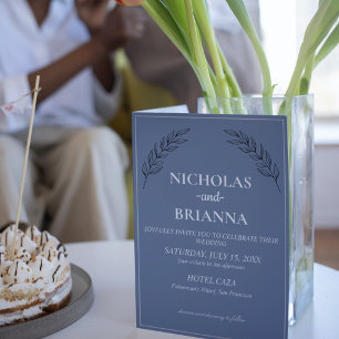 Dusty Blue Classic Minimalist Modern Boho Wedding  Invitation