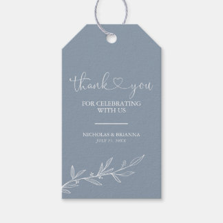 Dusty Blue Classic Minimalist Wedding Thank You Gift Tags