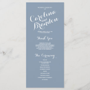 Dusty Blue Classic Script Elegant Wedding Program Programme