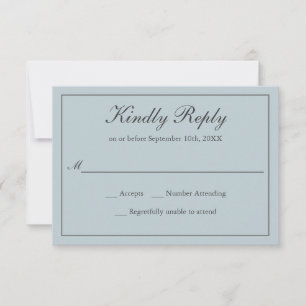 Dusty Blue Classic Simple Elegant Wedding RSVP