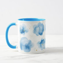 Dusty Blue Clouds Sprinkled Gold Frame Mug