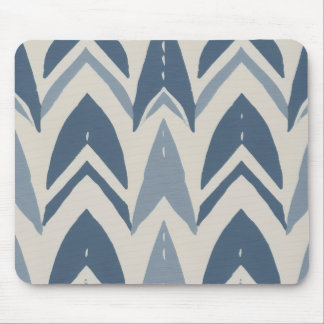 Dusty Blue Coastal Batik Parang Chevron Geometric Mouse Pad