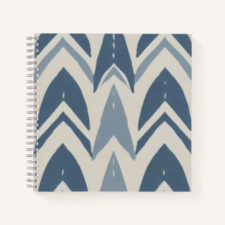 Dusty Blue Coastal Batik Parang Chevron Geometric Notebook
